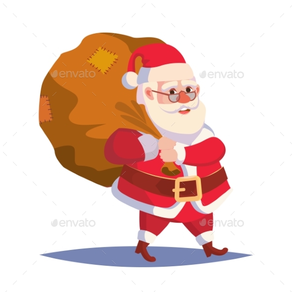 Santa Claus Carrying Sack With Gifts - Christmas Seasons/Holidays
