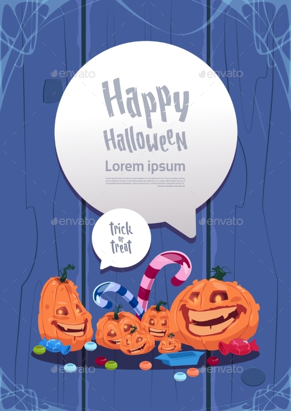 Happy Halloween Party Banner Pumpkins Traditional