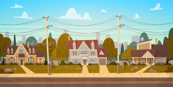 GraphicRiver Houses in Suburb of City in Summer 20697125 GraphicRiver Houses in Suburb of City in Summer 20697125