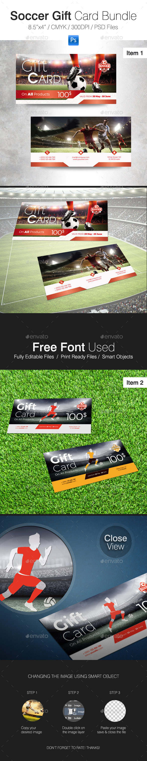 Soccer Gift Card Bundle - Cards & Invites Print Templates