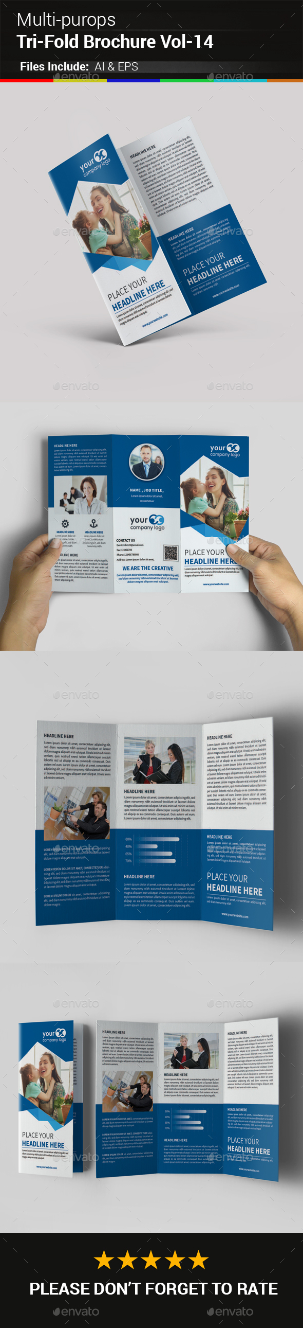 Multipurpose Business Tri-Fold Brochure Vol-14 - Corporate Brochures