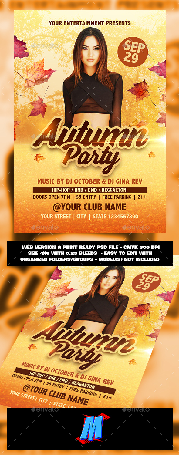 Autumn Party Flyer Template - Clubs & Parties Events