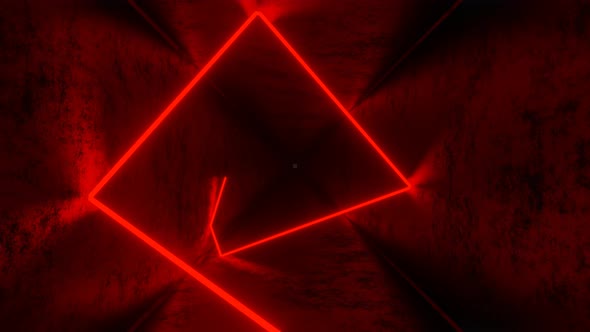 Red Laser Ray Moving and Bouncing in Square Dark Tunnel