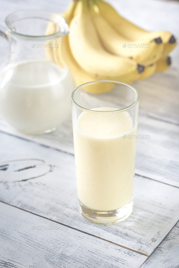 Glass of banana milk shake
