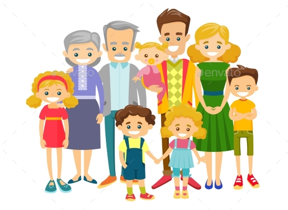 Extended Smiling Family - People Characters