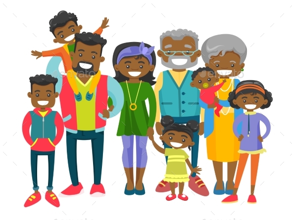 Extended Smiling Family - People Characters