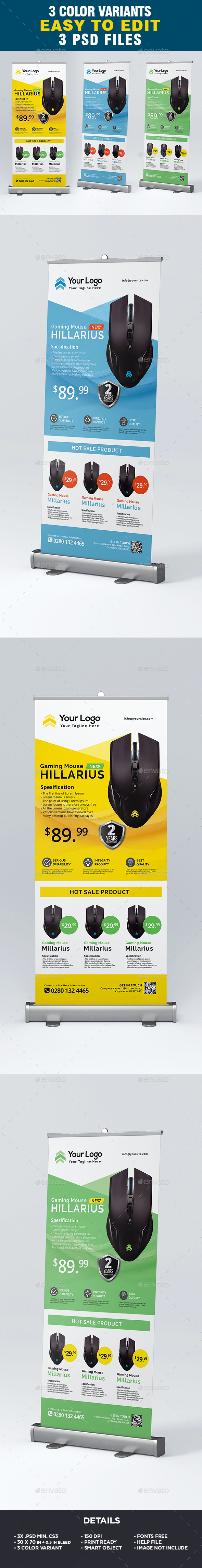 Product Sale Corporate Roll-Up Banner - Signage Print Templates