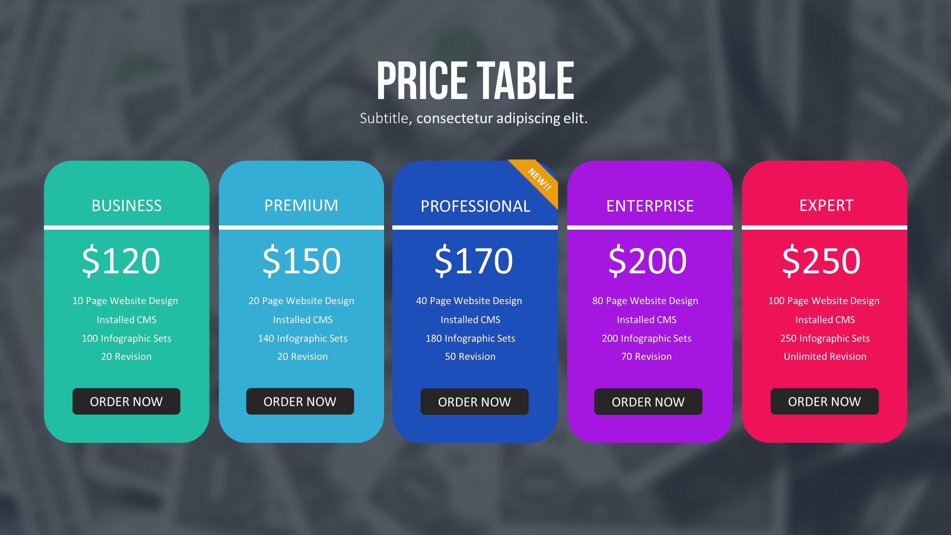 Price Table PowerPoint Template by RRgraph | GraphicRiver