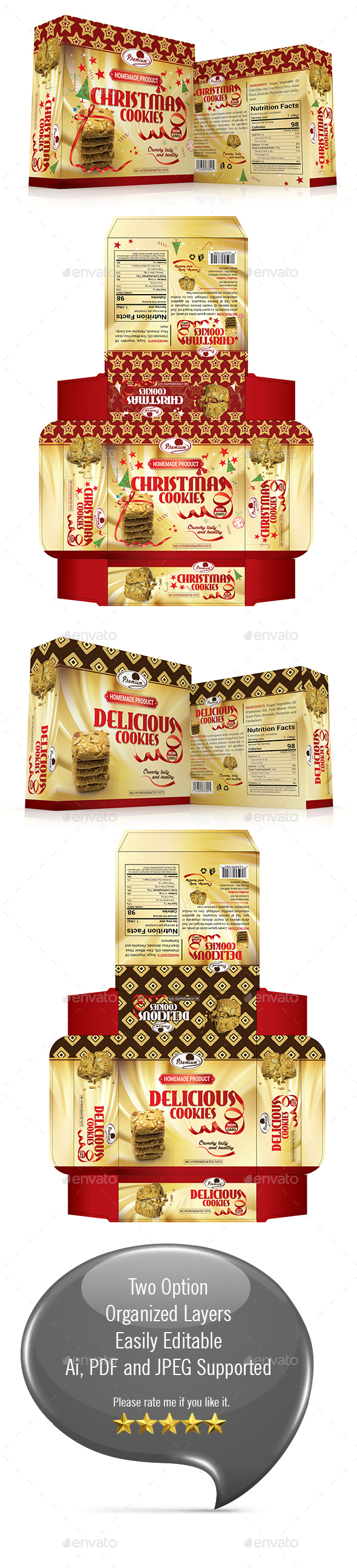 Cookies Gift Box Template - Packaging Print Templates