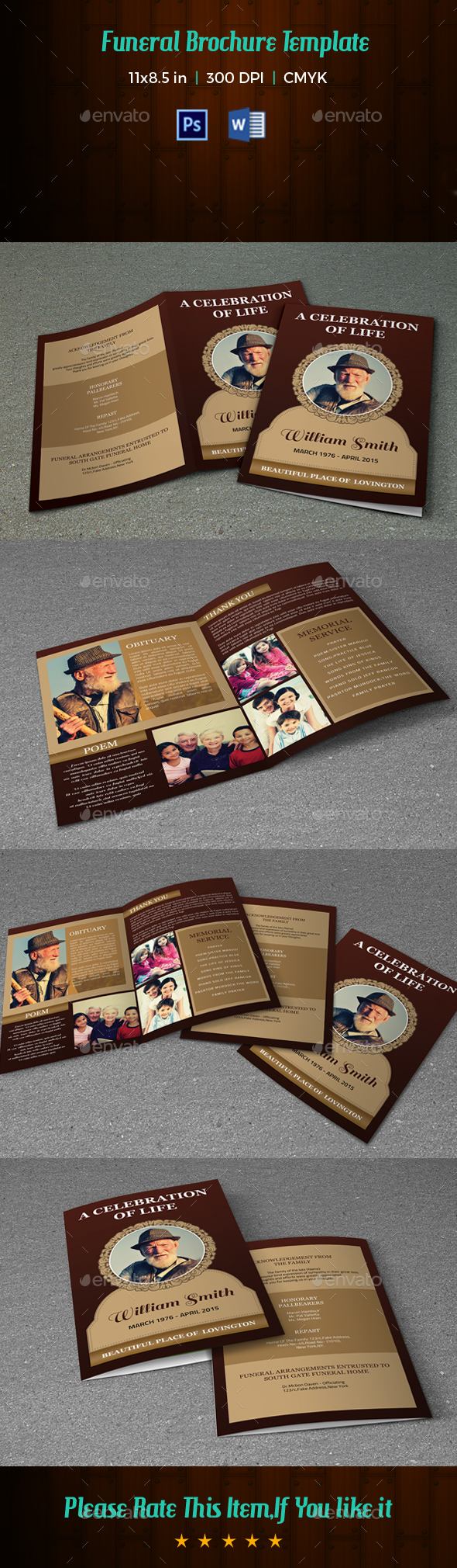 Funeral Program Template V198 - Informational Brochures