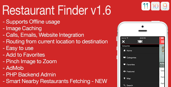 Restaurant Finder Full iOS Application v1.6 - CodeCanyon Item for Sale