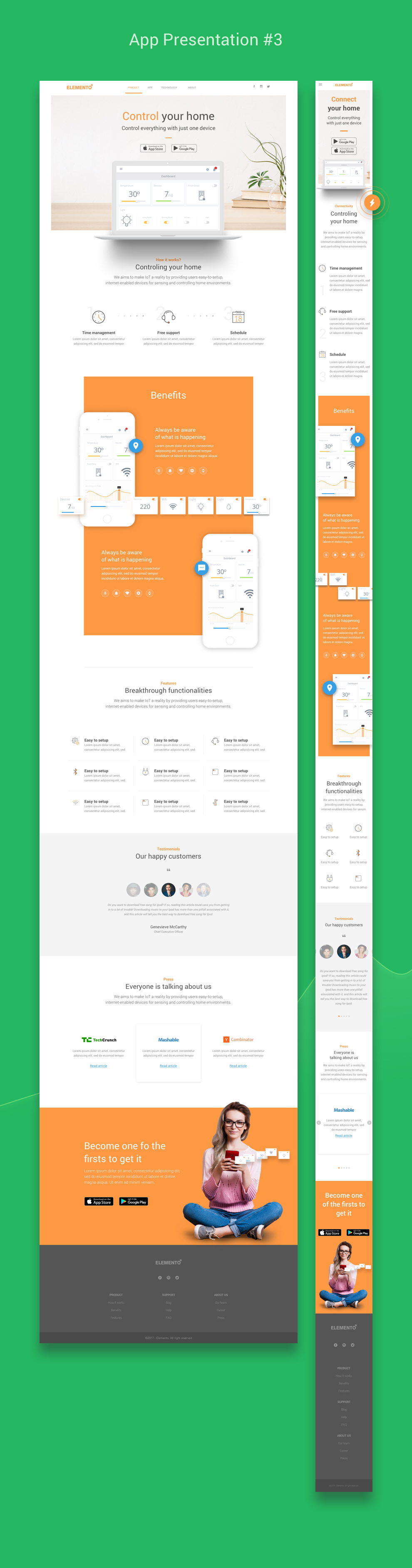 Elemento - Multi-Purpose Web Design Template for Startups - Sketch ...