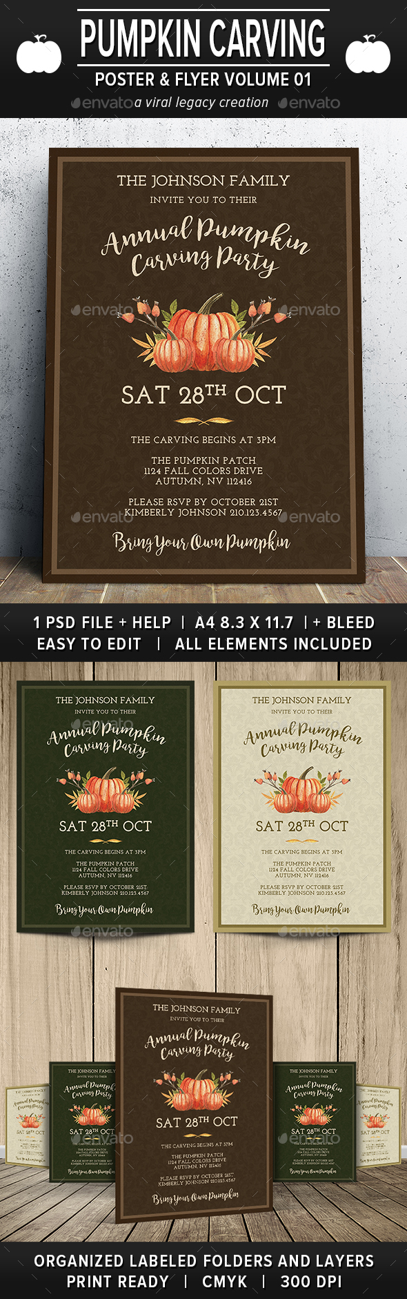 Pumpkin Carving Party Poster / Flyer V01 - Flyers Print Templates