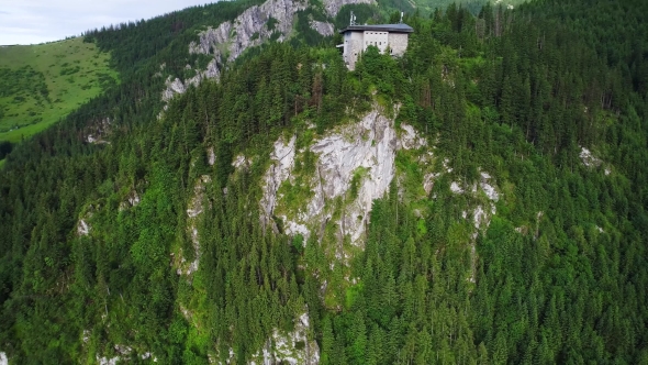 Flight Over Forest in Mountains