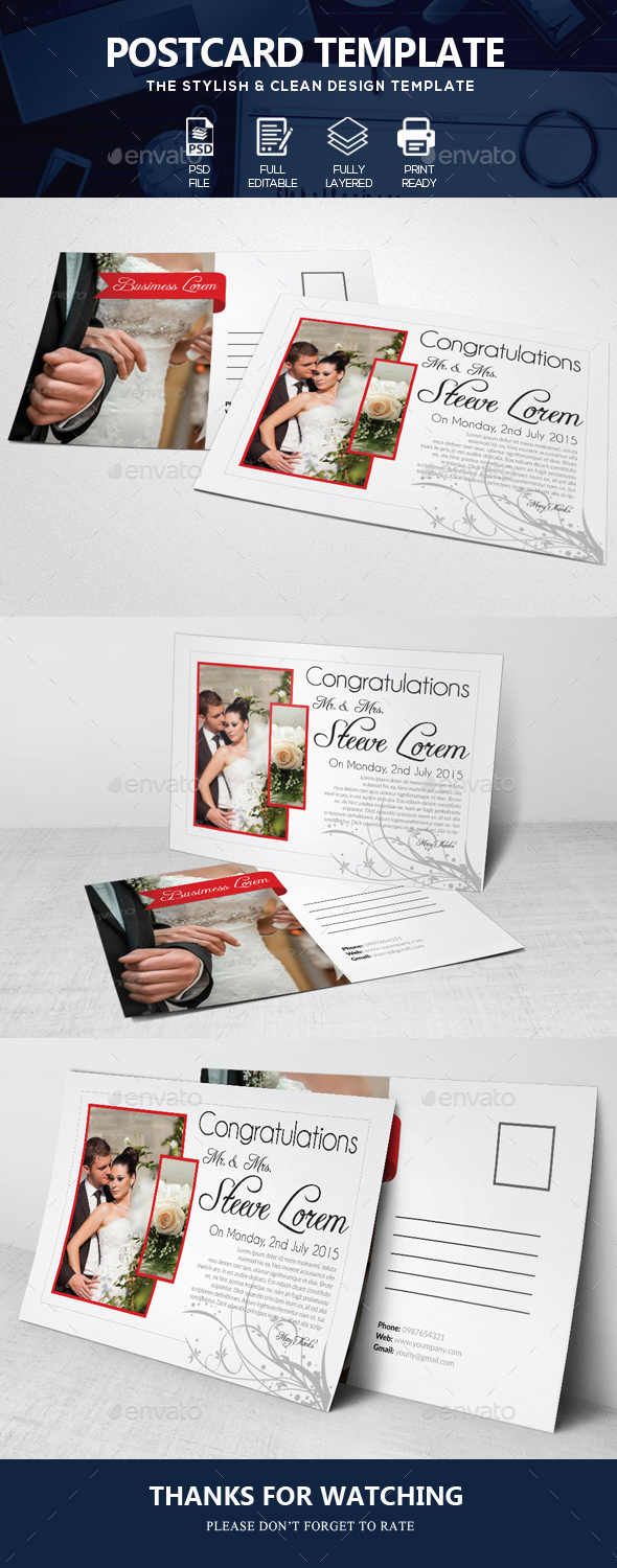 Wedding Invitation Post Cards - Cards & Invites Print Templates