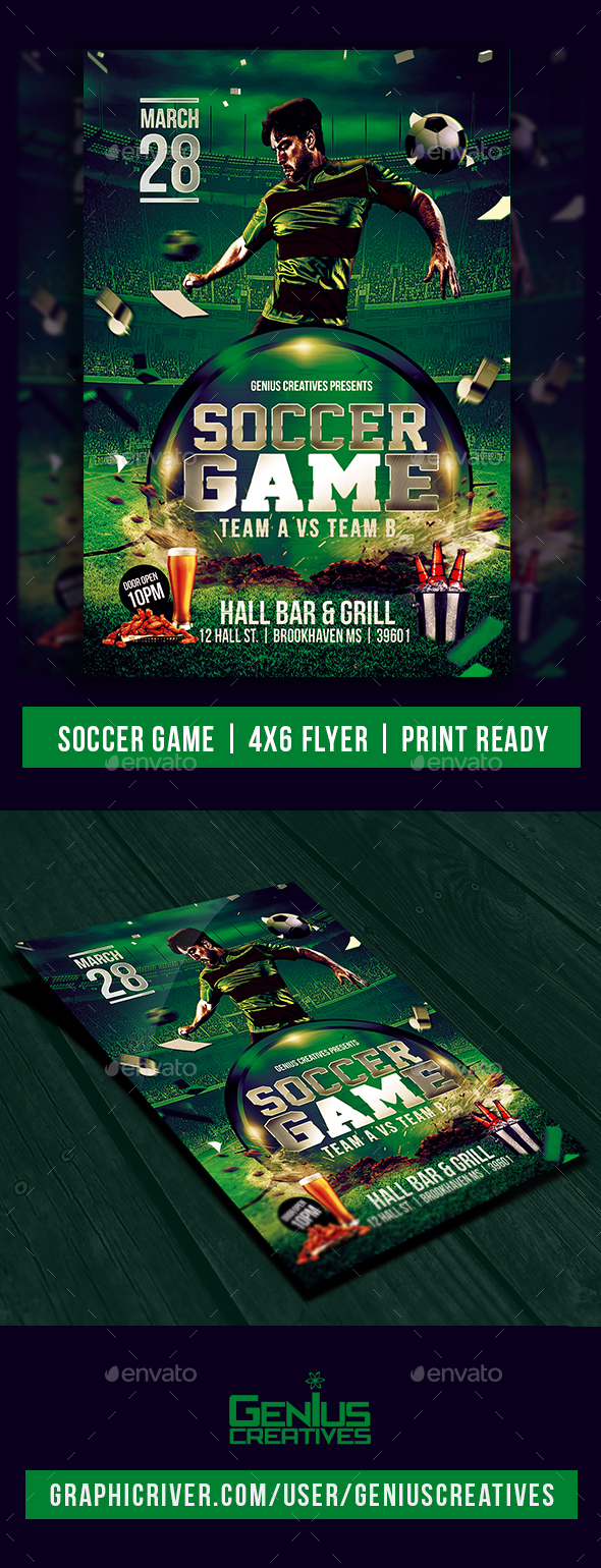 Soccer Game Flyer Template PSD - Sports Events