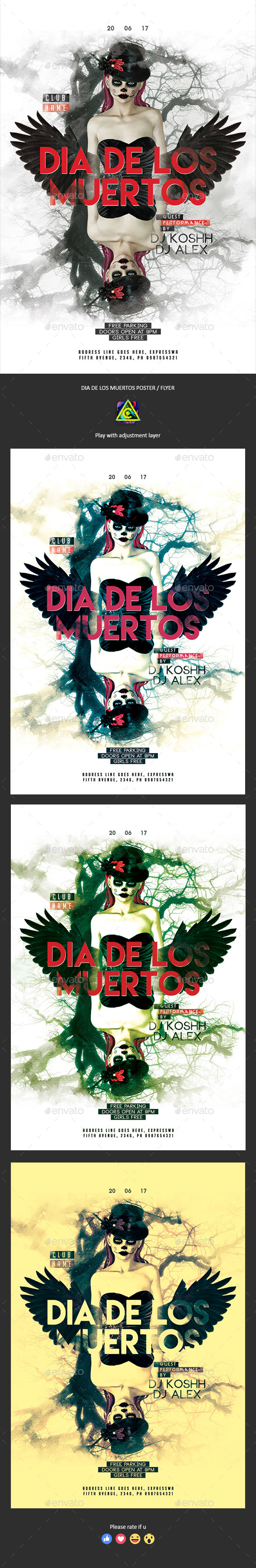 Dia De Los Muertos Party Poster / Flyer - Clubs & Parties Events