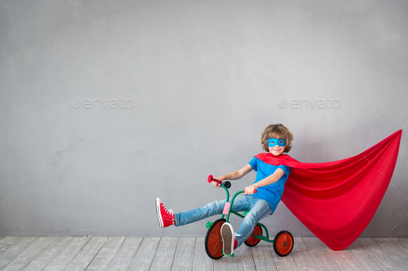 Child pretend to be superhero - Stock Photo - Images