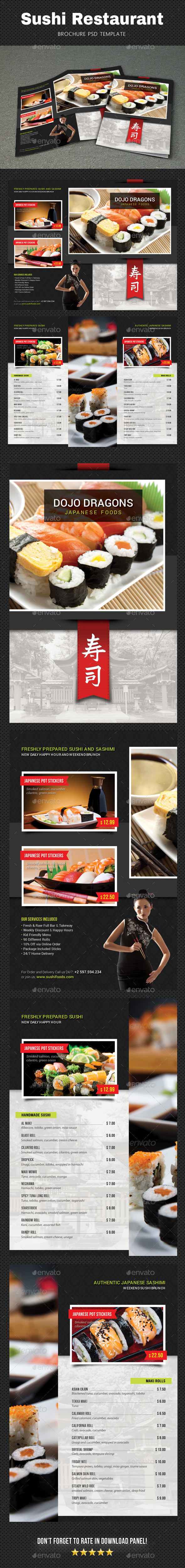 Sushi Menu Brochure - Food Menus Print Templates