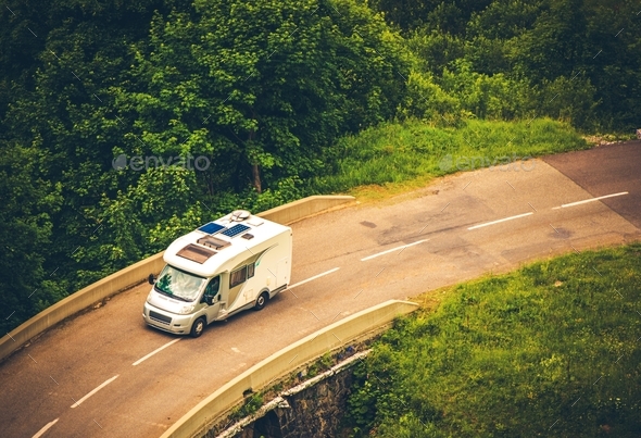 Camper Van on the Road - Stock Photo - Images