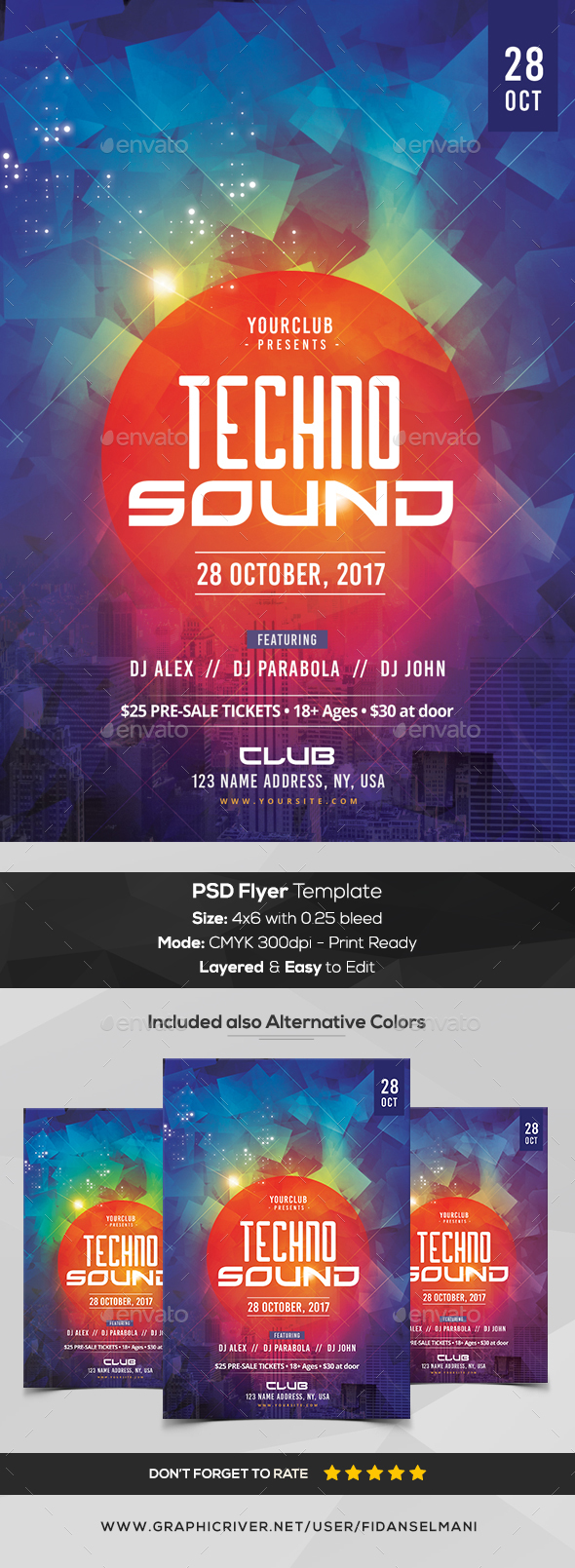 Techno Sound - PSD Flyer Template - Events Flyers