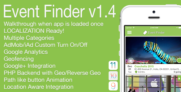 Event Finder Full iOS Application v1.4 - CodeCanyon Item for Sale