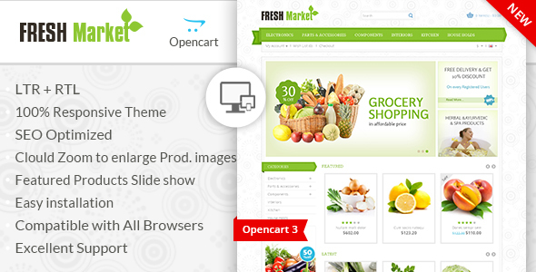 Fresh Market - OpenCart 2 & 3 Responsive Theme