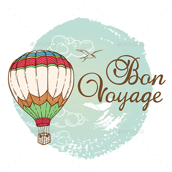 Travel Background with Air Balloon - Travel Conceptual