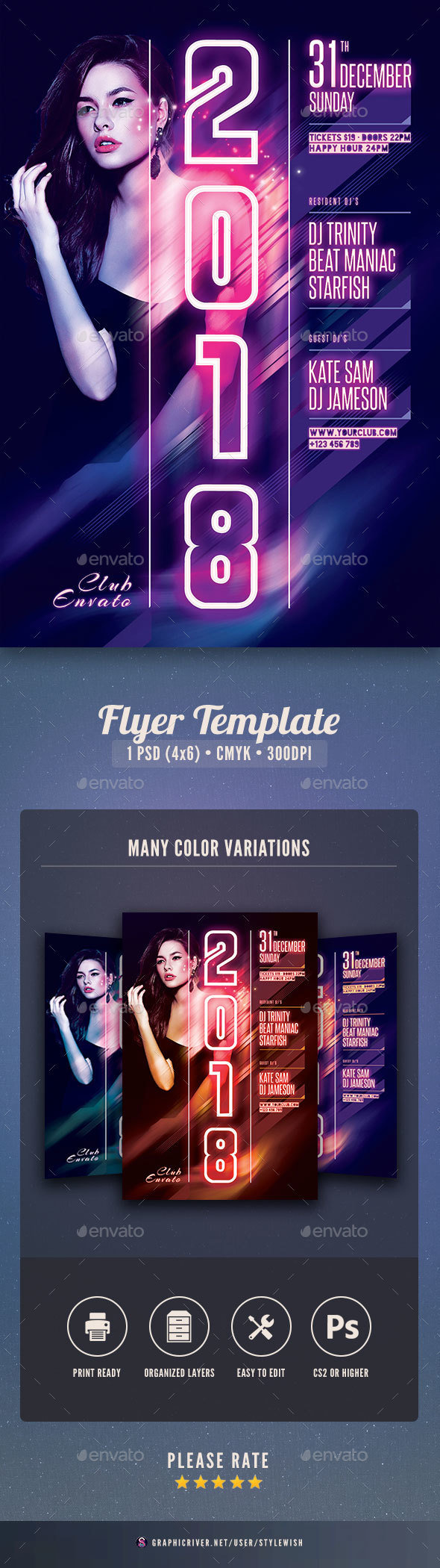 New Year Flyer Template - Clubs & Parties Events