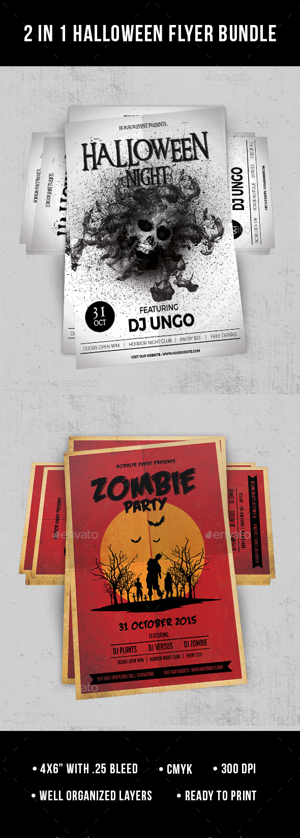2 in 1 Halloween Flyer Bundle_Vol.2 - Clubs & Parties Events
