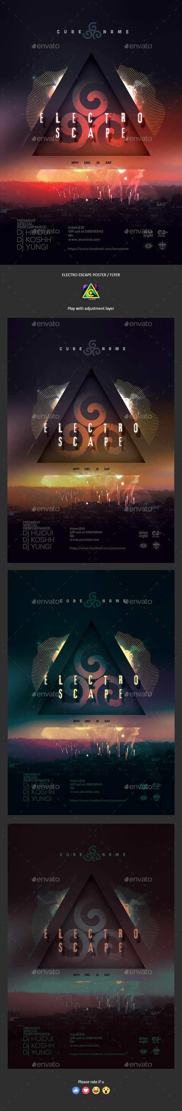 Electro Escape Poster / Flyer - Clubs & Parties Events