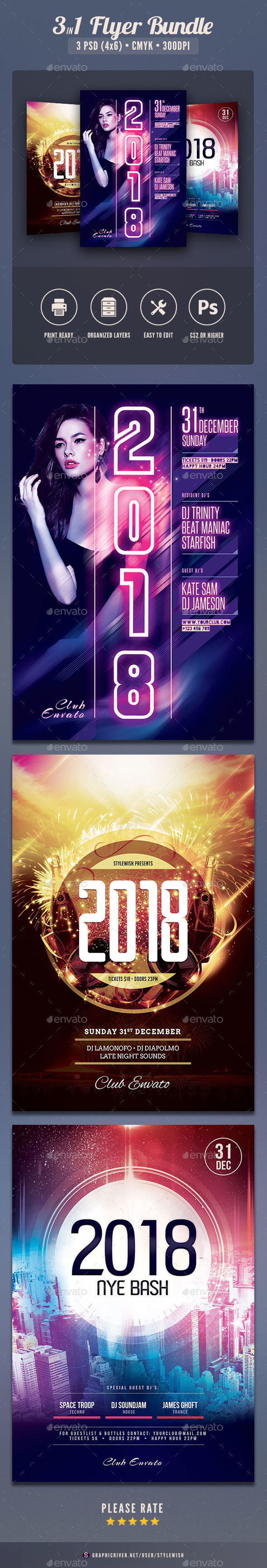 New Year Flyer Bundle Vol.03 - Clubs & Parties Events