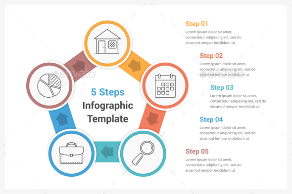 Circle Infographics with Five Steps - Infographics