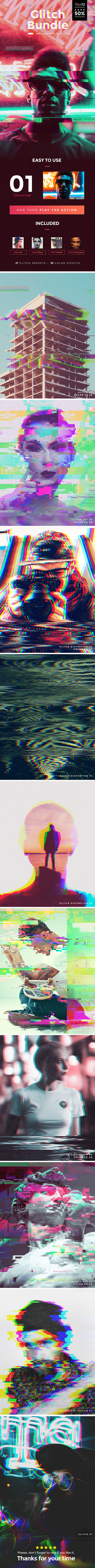 Glitch Bundle Photoshop Actions - Photo Effects Actions