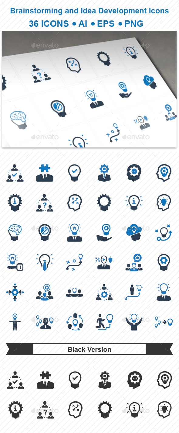 GraphicRiver Brainstorming and Idea Development Icons 20711460 GraphicRiver Brainstorming and Idea Development Icons 20711460