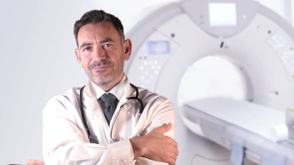 Doctor infront of Ct Scanner