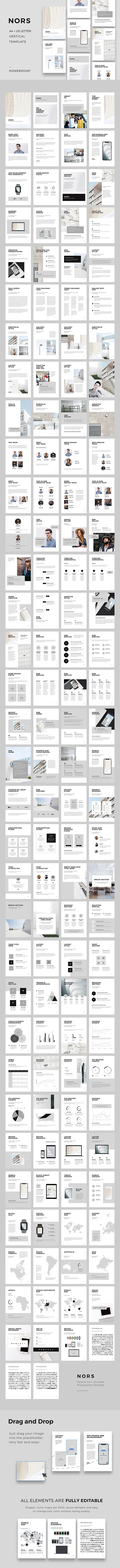 NORS Vertical Powerpoint A4 US Letter Template - PowerPoint Templates Presentation Templates