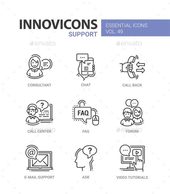 Technical Support - Modern Vector Line Design - Business Icons