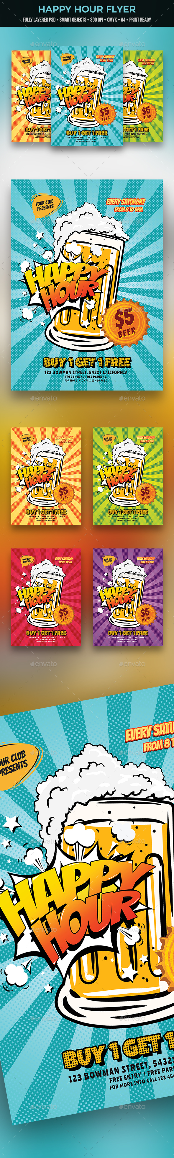 Happy Hour Flyer - Clubs & Parties Events