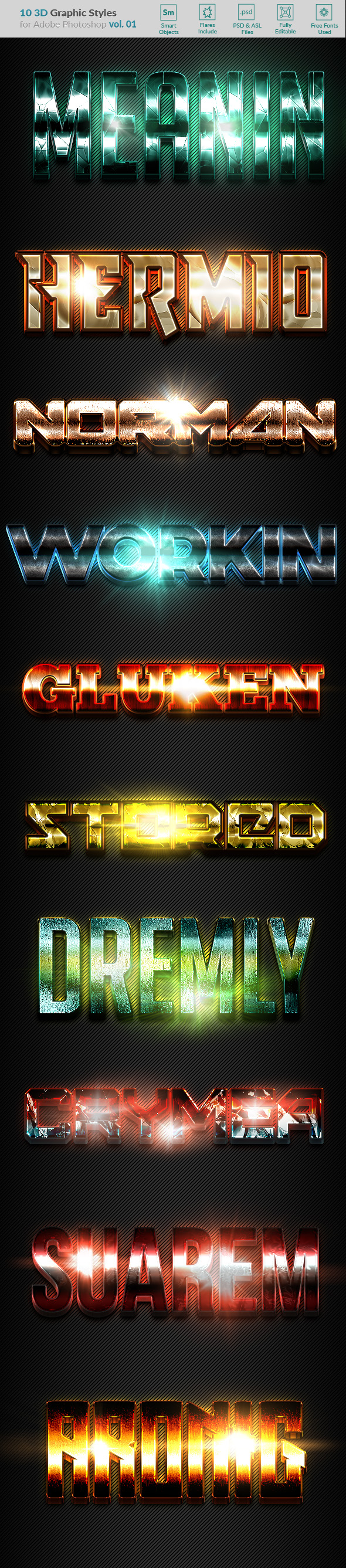 10 3D Styles vol. 01 - Styles Photoshop
