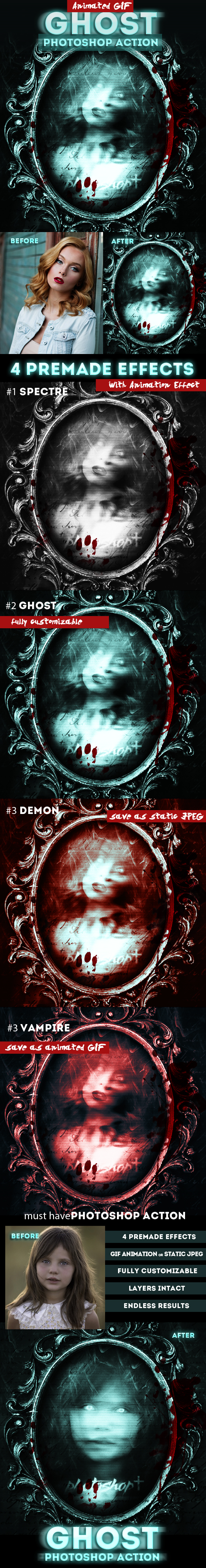 Halloween Ghost Animated Photoshop Action - Photo Effects Actions
