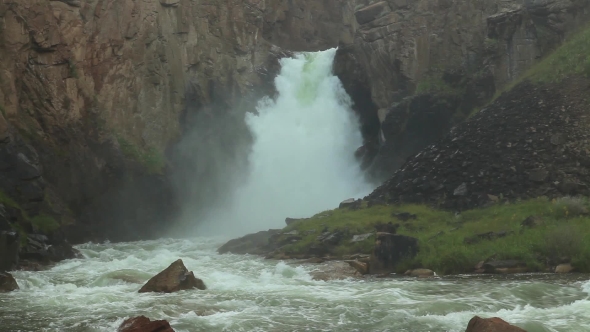 Waterfall "33 Parrots", at the Same Pass. The Height of the Waterfall Is 30 Meters