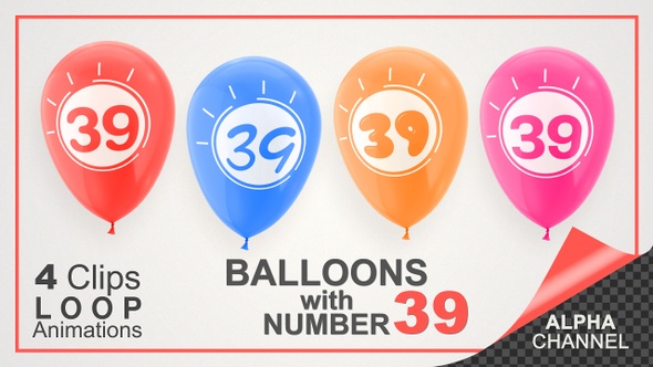 Balloons With Number 39 / Happy Thirty-Nine Years Old