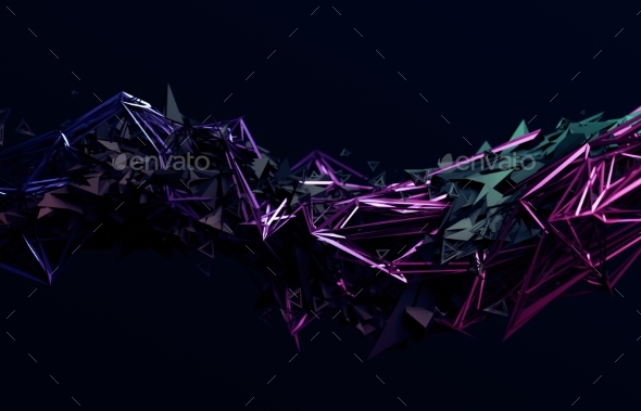 Abstract 3D Rendering of Polygonal Shape. - Abstract 3D Renders