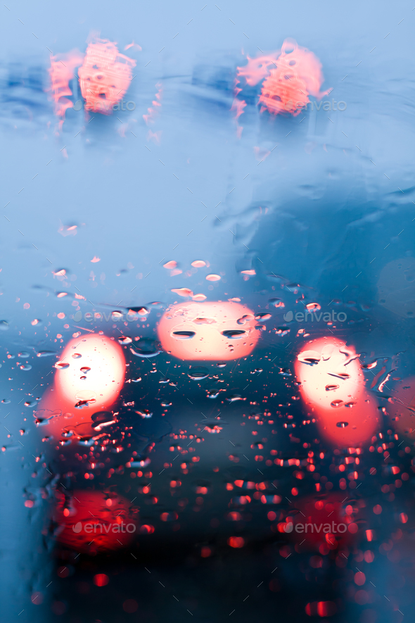 Driving in a rain - Stock Photo - Images
