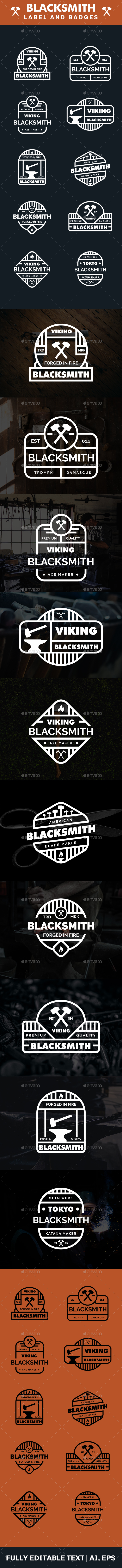 Blacksmith Logo and Badges - Badges & Stickers Web Elements
