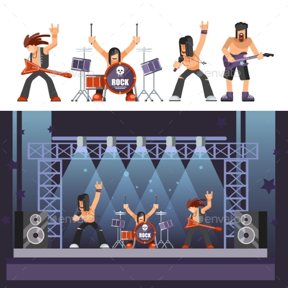 GraphicRiver Rock Music Rockers Band Performing on Stage Singer 20717315 GraphicRiver Rock Music Rockers Band Performing on Stage Singer 20717315