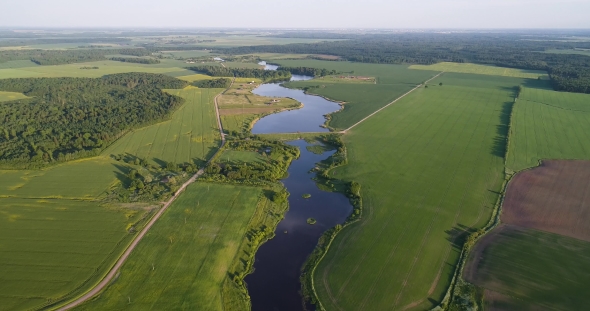 River at Morning Birds Eye View