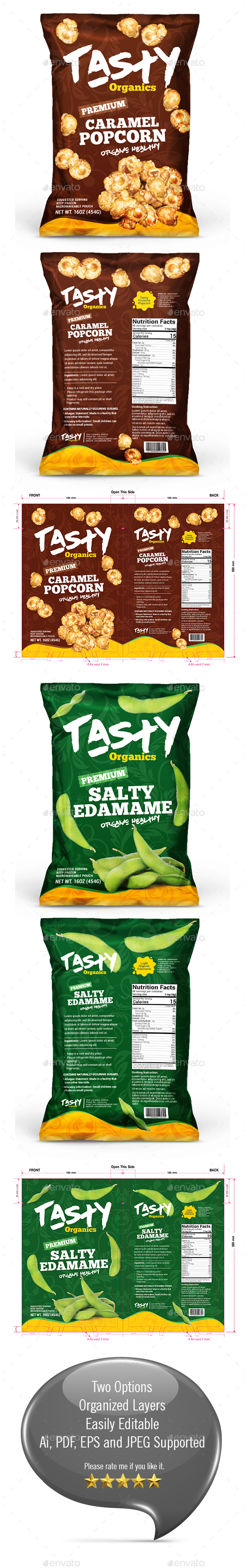 Popcorn & Edamame Packaging Template - Packaging Print Templates