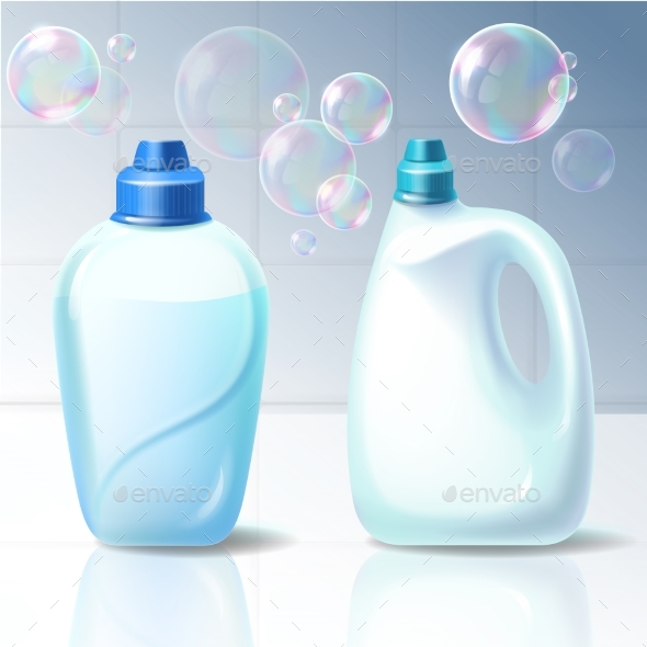 Set of Vector Illustrations of Plastic Containers - Objects Vectors
